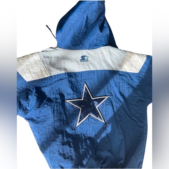 Rare Vintage 90s Starter Nfl Dallas Cowboys Pullover Puffer Jacket Men's L - Picture 2 of 9